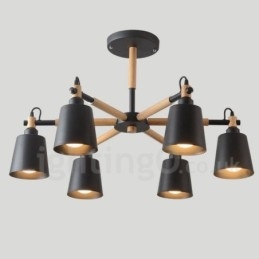 Moderni Contemporary Wood 6 Light kattokruunulamppu