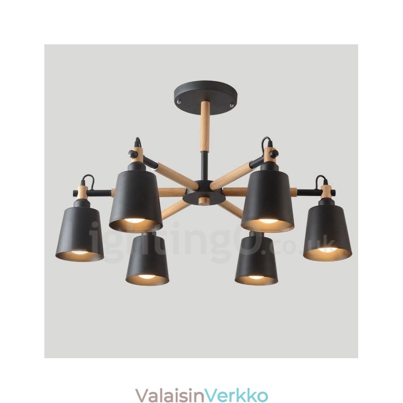 Moderni Contemporary Wood 6 Light kattokruunulamppu