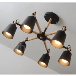 Moderni Contemporary Wood 6 Light kattokruunulamppu
