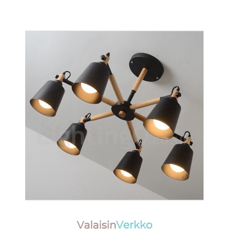 Moderni Contemporary Wood 6 Light kattokruunulamppu