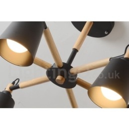 Moderni Contemporary Wood 6 Light kattokruunulamppu