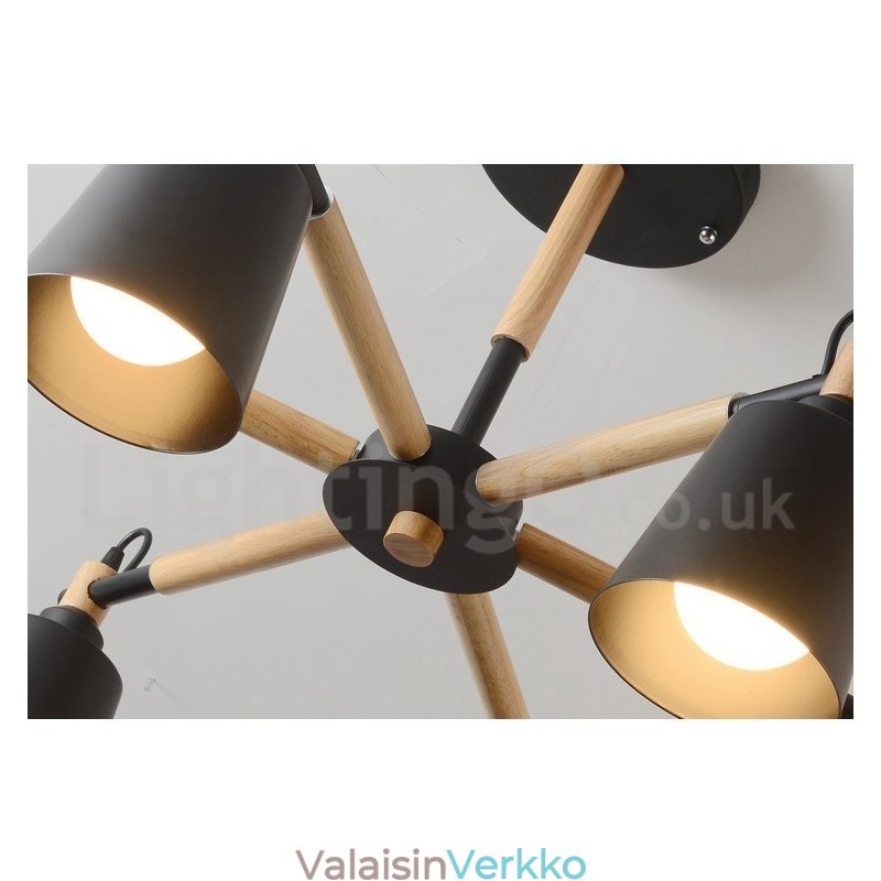 Moderni Contemporary Wood 6 Light kattokruunulamppu