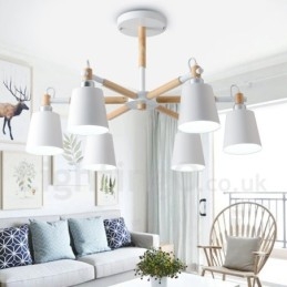 Moderni Contemporary Wood 6 Light kattokruunulamppu