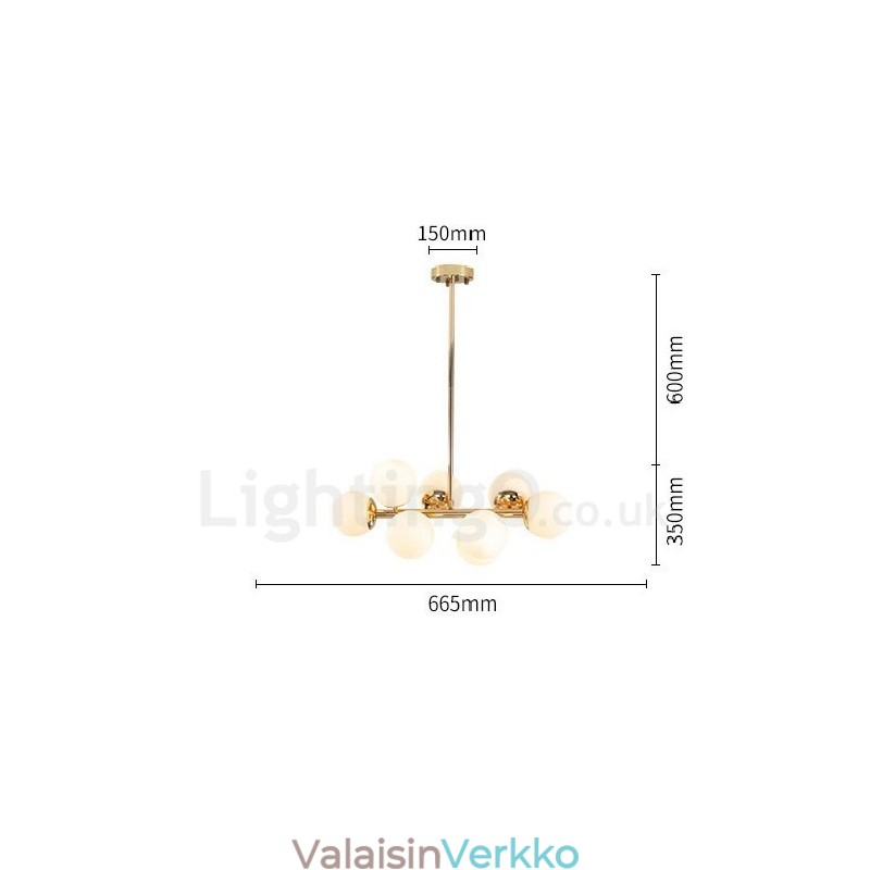 8 Light Moderni nykyaikainen kattokruunu lasivarjostimella