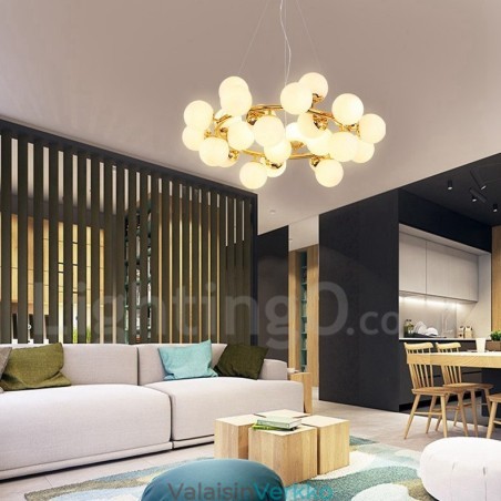 24 Light Moderni nykyaikainen kattokruunu lasivarjostimella 24 Light Moderni nykyaikainen kattokruunu lasivarjostimella