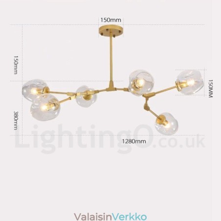 6 Light Moderni nykyaikainen kattokruunu kirkkaalla lasivarjostimella ja valolla 6 Light Moderni nykyaikainen kattokruunu kirkkaalla lasivarjostimella ja valolla