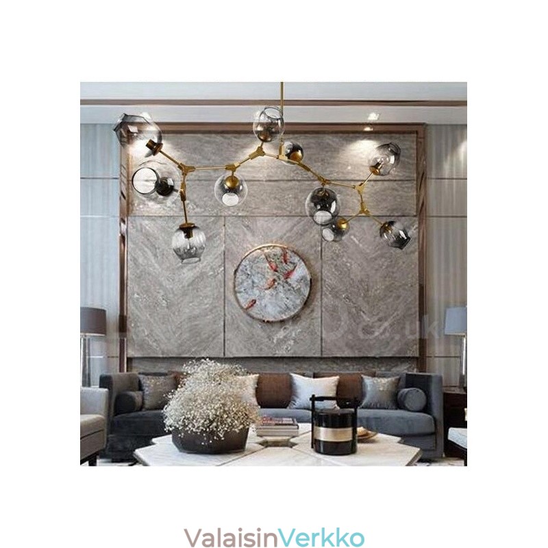 10 vaalea kultainen kattokruunu lasivarjolla Moderni nykyaikainen valo