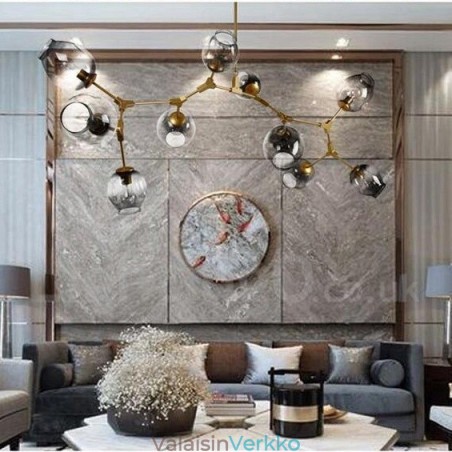 10 vaalea kultainen kattokruunu lasivarjolla Moderni nykyaikainen valo