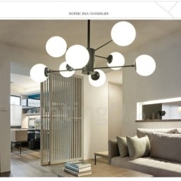 Musta 8 Light Modern Contemporary 2-tasoinen metallikattokruunu lasivarjostimella