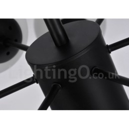 Musta 8 Light Modern Contemporary 2-tasoinen metallikattokruunu lasivarjostimella