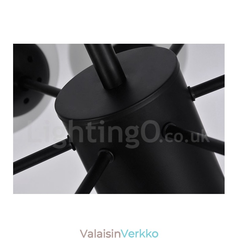 Musta 8 Light Modern Contemporary 2-tasoinen metallikattokruunu lasivarjostimella