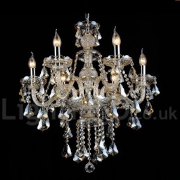 Retro Vintage Cognac Color K9 Crystal Modern kattokruunu 6 valolla