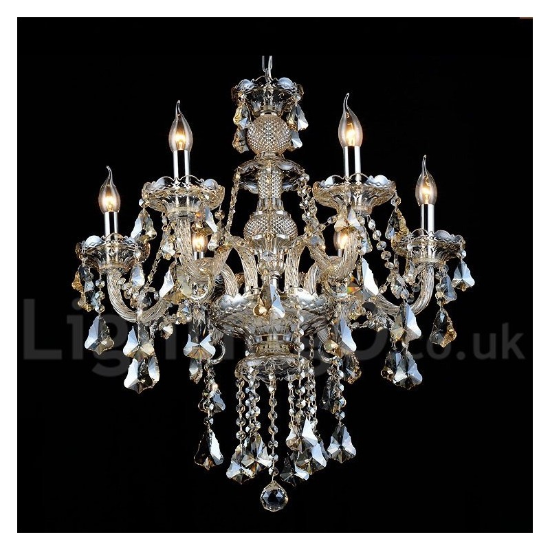 Retro Vintage Cognac Color K9 Crystal Modern kattokruunu 6 valolla