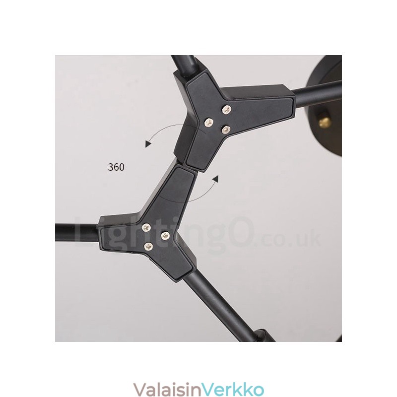 Musta 8 Light moderni nykyaikainen kattokruunulamppu