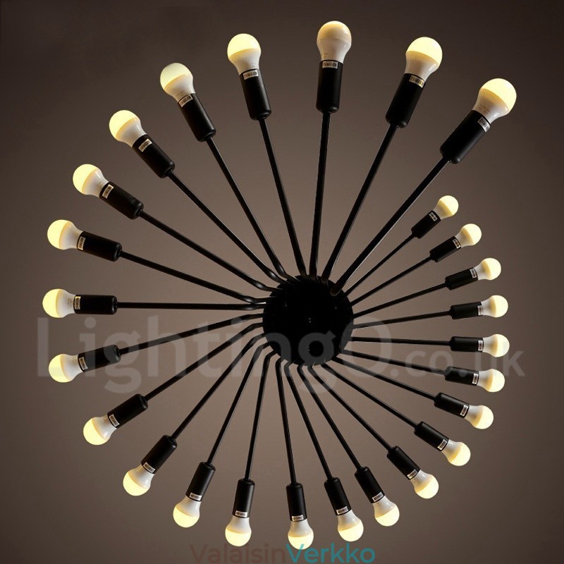 Musta 26 Light Retro Vintage Moderni nykyaikainen kattokruunulamppu