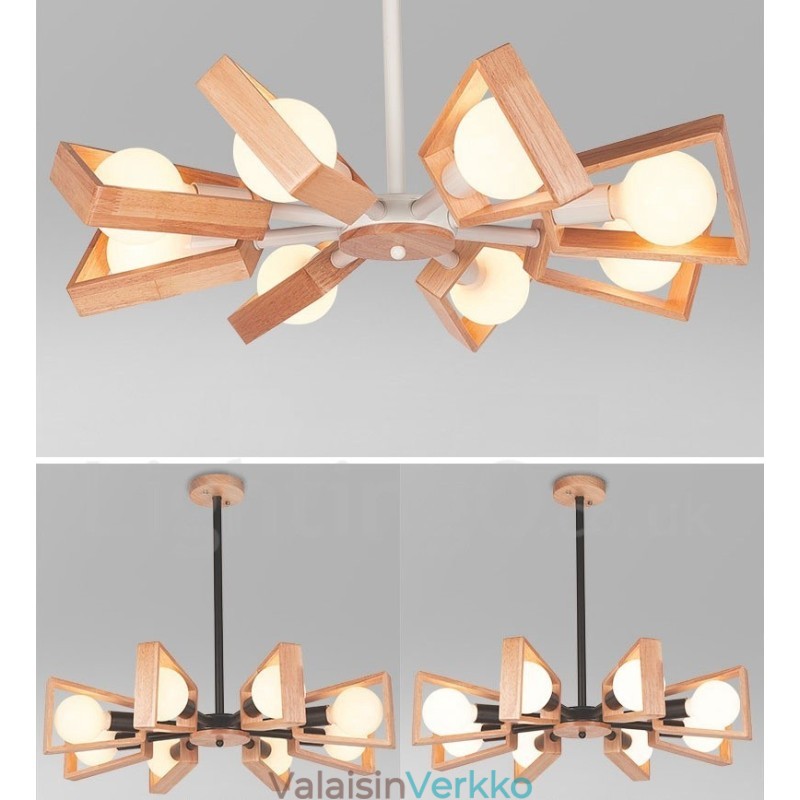 Puinen Single Tier 8 Light kattokruunulamppu moderni nykyaikainen tyyli