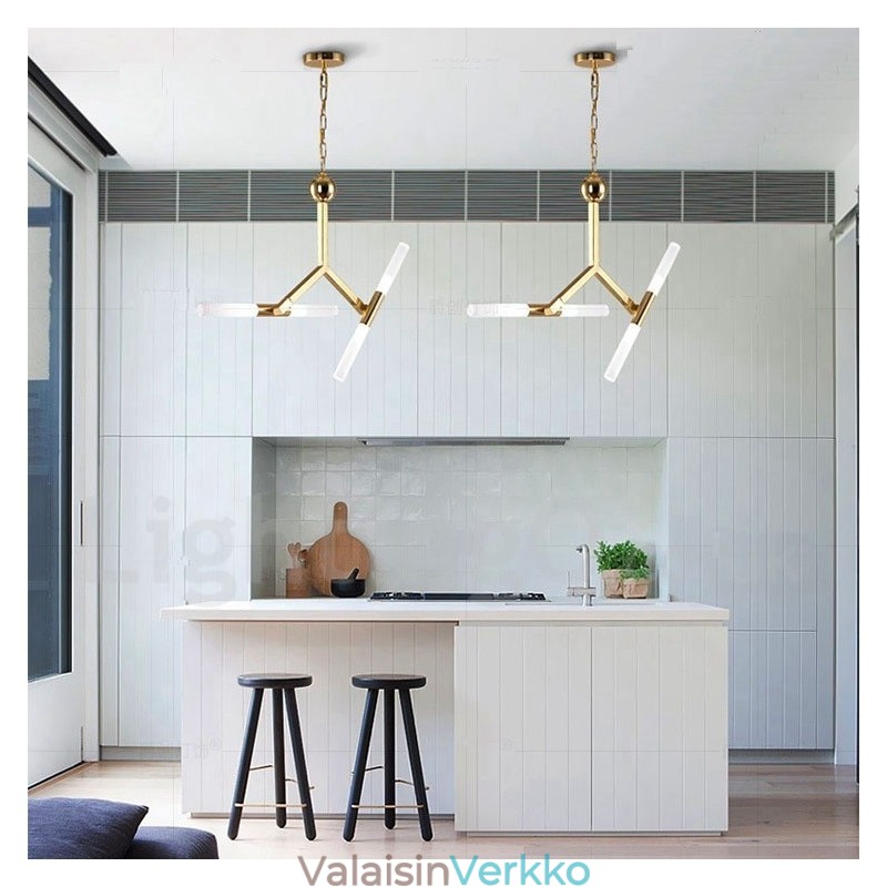 Moderni nykyaikainen 2 tason 4 vaalea kultainen kattokruunulamppu