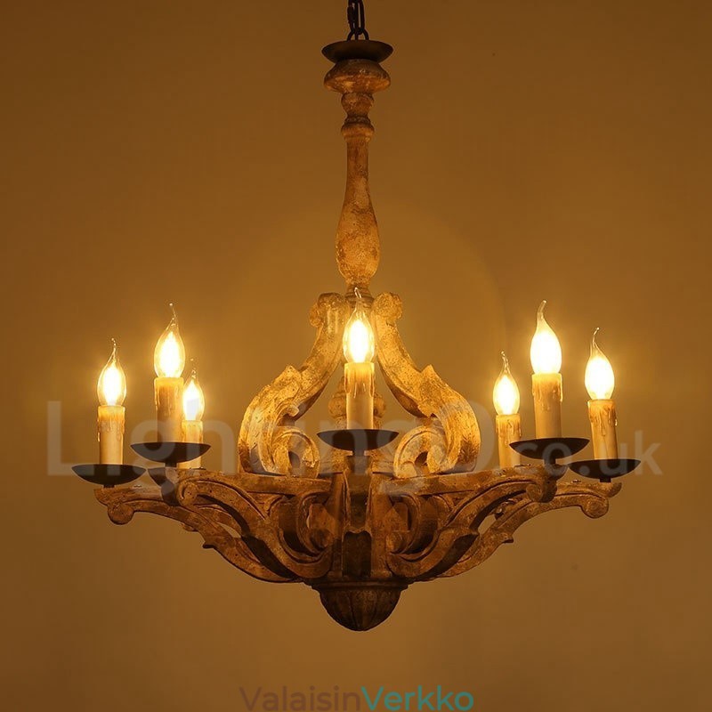 8 Light Vintage Retro puinen kattokruunu lamppu