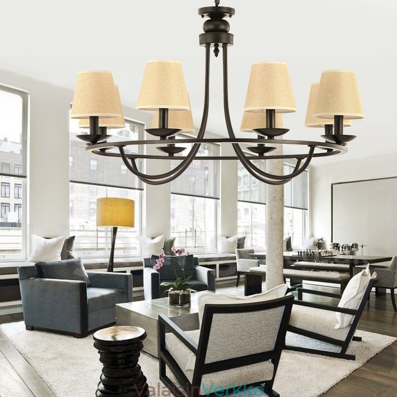 Country Retro 8 Light, yksitasoinen kattokruunulamppu