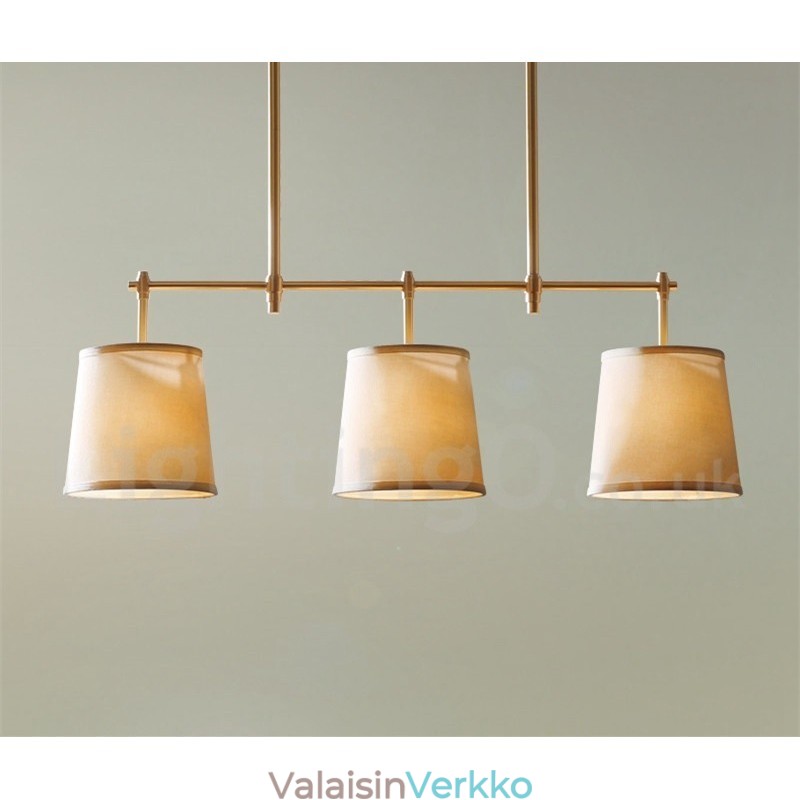 Country Retro 3 Light kuparinen kattokruunu valo kangasvarjostimella