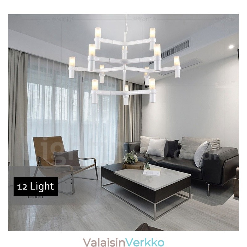 12 Light 3-tasoinen moderni nykyaikainen kattokruunulamppu