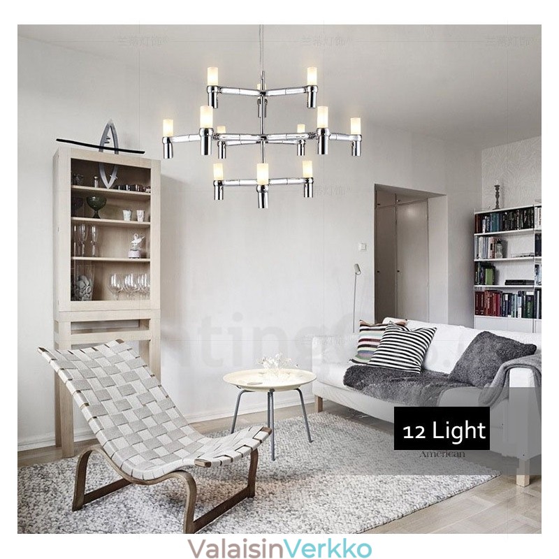 12 Light 3-tasoinen moderni nykyaikainen kattokruunulamppu