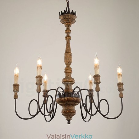 Country Vintage puinen 6 Light kattokruunu valo Country Vintage puinen 6 Light kattokruunu valo