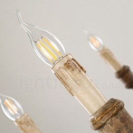 Country Vintage puinen 6 Light kattokruunu valo