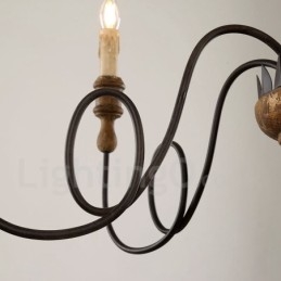 Country Vintage puinen 6 Light kattokruunu valo