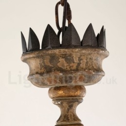 Country Vintage puinen 6 Light kattokruunu valo
