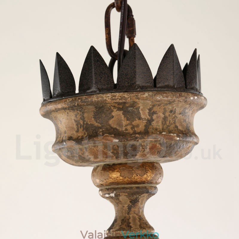Country Vintage puinen 6 Light kattokruunu valo