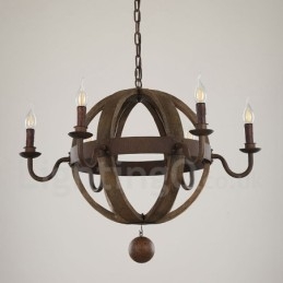 Country Vintage Puinen 6 Light Kattokruunu Valaisin