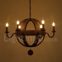 Country Vintage Puinen 6 Light Kattokruunu Valaisin