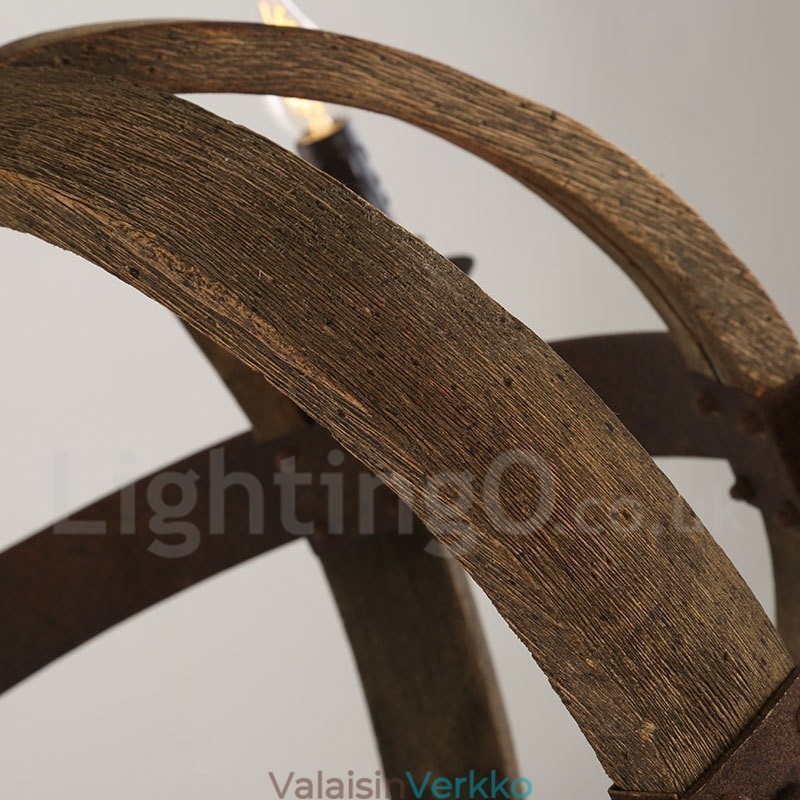 Country Vintage Puinen 6 Light Kattokruunu Valaisin