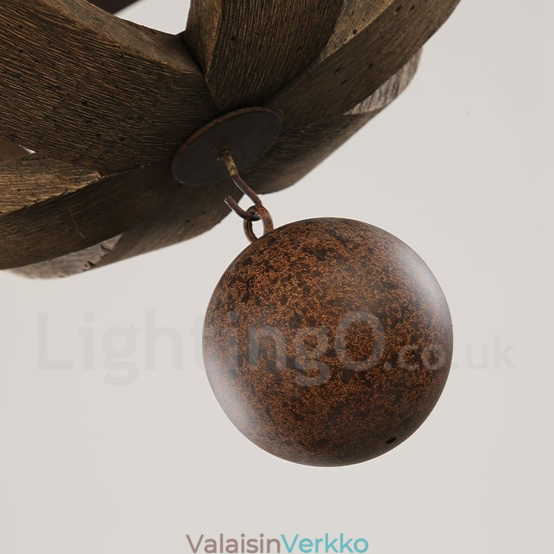 Country Vintage Puinen 6 Light Kattokruunu Valaisin