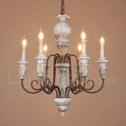 Country Vintage puinen 6 Light yksikerroksinen kattokruunu valolle