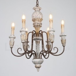 Country Vintage puinen 6 Light yksikerroksinen kattokruunu valolle