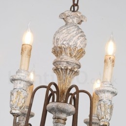 Country Vintage puinen 6 Light yksikerroksinen kattokruunu valolle