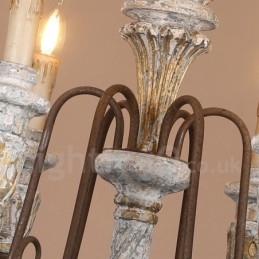 Country Vintage puinen 6 Light yksikerroksinen kattokruunu valolle
