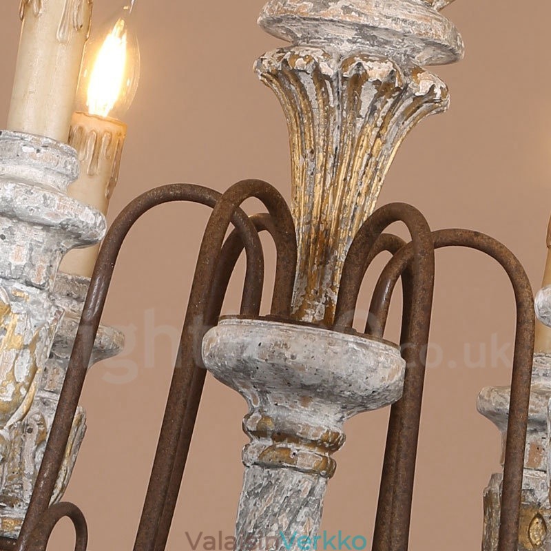 Country Vintage puinen 6 Light yksikerroksinen kattokruunu valolle