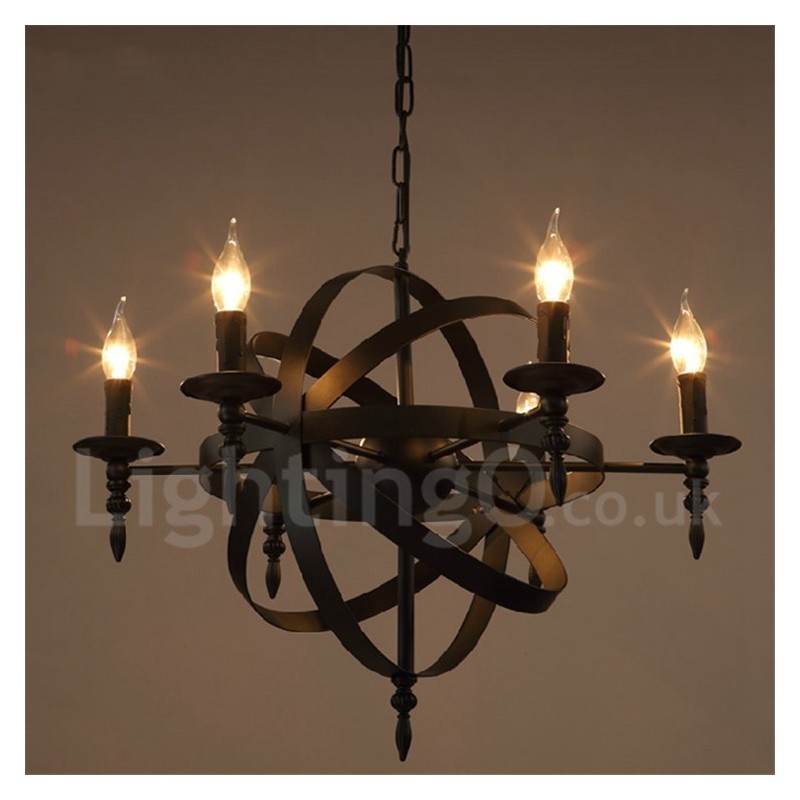 Retro Vintage Metal 6 Light yksitasoinen kattokruunu valo