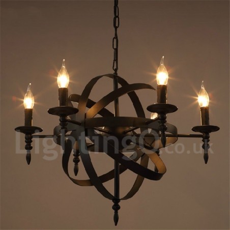 Retro Vintage Metal 6 Light yksitasoinen kattokruunu valo Retro Vintage Metal 6 Light yksitasoinen kattokruunu valo