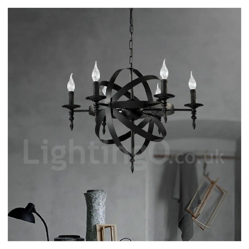 Retro Vintage Metal 6 Light yksitasoinen kattokruunu valo