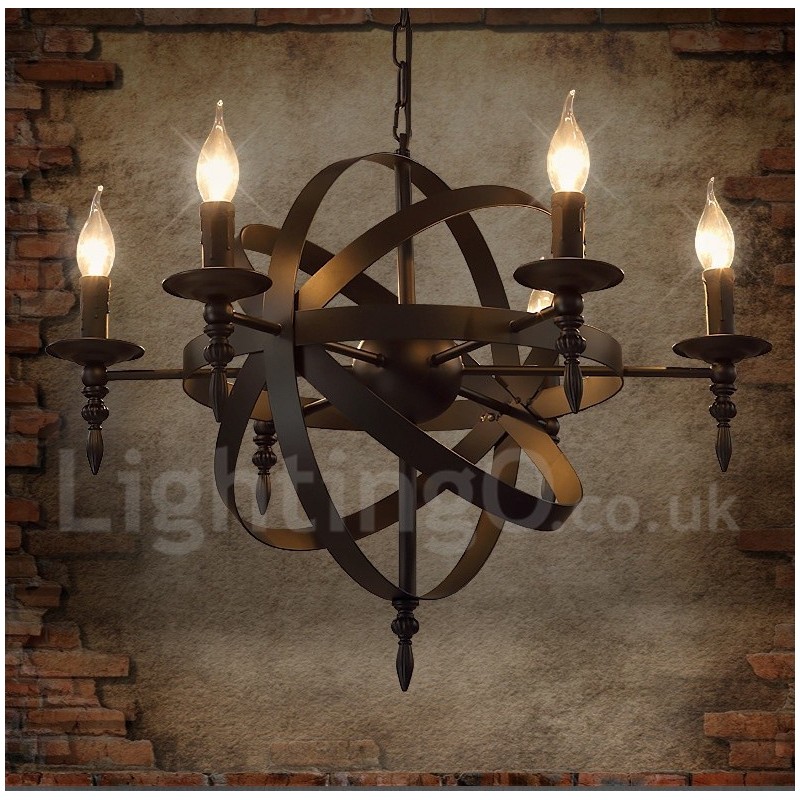 Retro Vintage Metal 6 Light yksitasoinen kattokruunu valo
