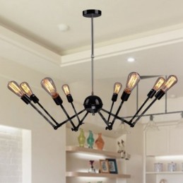Musta Retro Vintage Metal 8 Light yksitasoinen kattokruunu valo