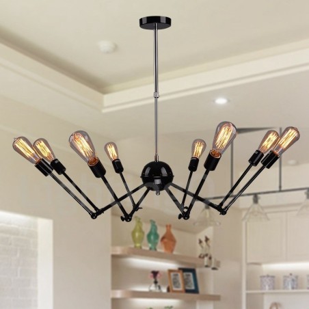 Musta Retro Vintage Metal 8 Light yksitasoinen kattokruunu valo Musta Retro Vintage Metal 8 Light yksitasoinen kattokruunu valo