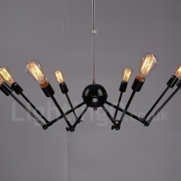 Musta Retro Vintage Metal 8 Light yksitasoinen kattokruunu valo