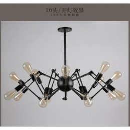 Musta Retro Vintage Metal 8 Light yksitasoinen kattokruunu valo