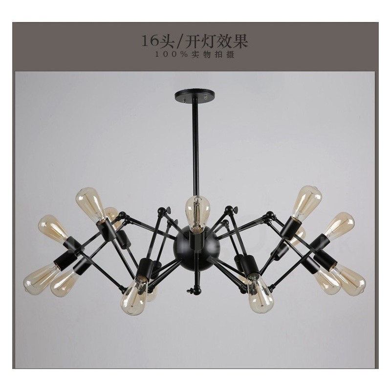 Musta Retro Vintage Metal 8 Light yksitasoinen kattokruunu valo