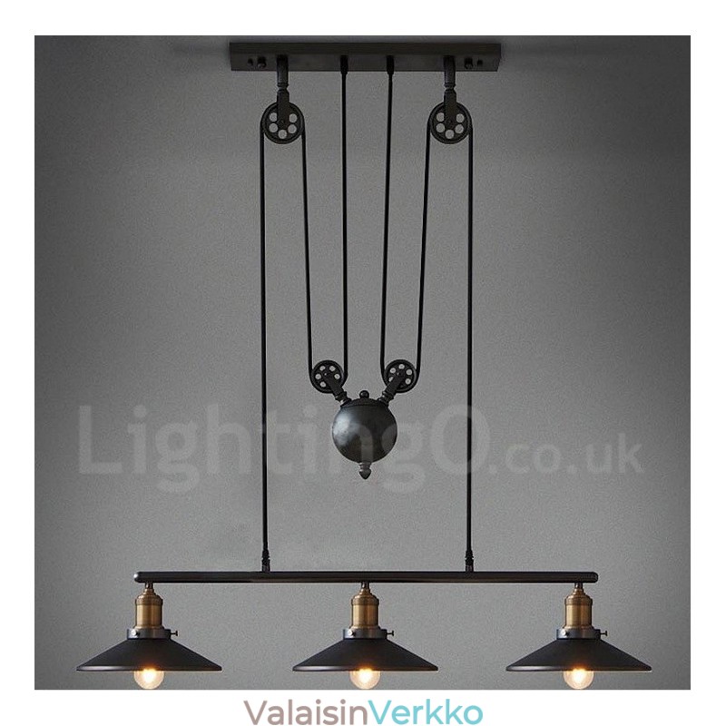 3 Light Country Vintage metalliriippuvalaisin